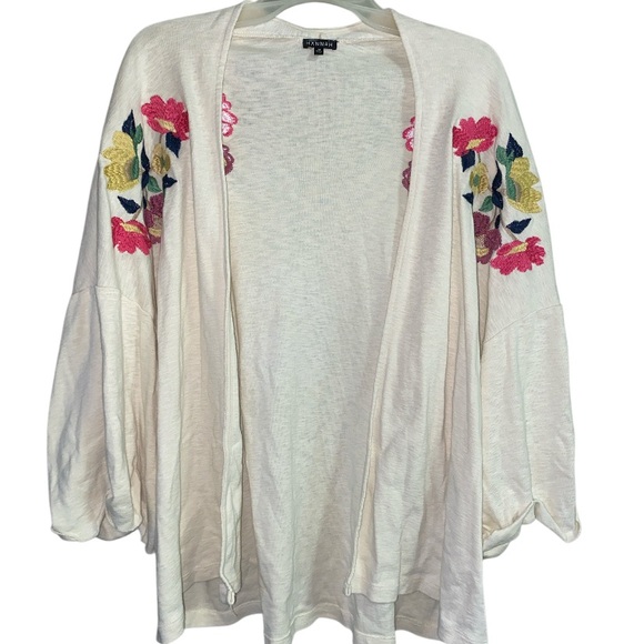 Hannah Sweaters - Hannah • Open Front• Cardigan with Floral Embroidery